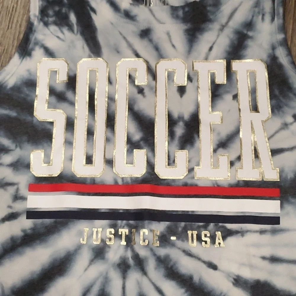 Justice Soccer Tank Top with Matching Shorts Size 10